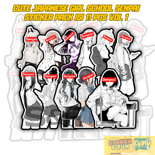 

Stiker Sticker Pack Hollogram Laminasi JAPANESE SCHOOL GIRL SENPAI Isi 11 Pcs