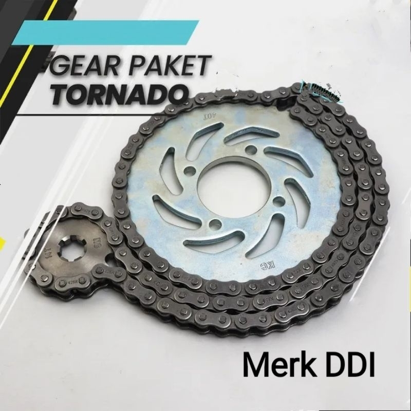 Gear Set Tornado RC 100 110 Gearset 14T 40T 428H 106L Girset Gir Paket Depan Belakang Plus Rantai RC