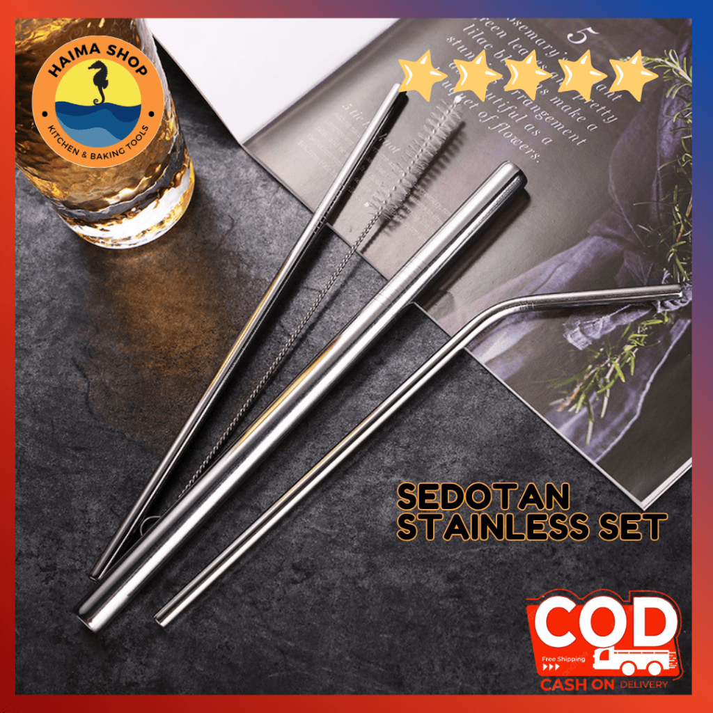 SEDOTAN STAINLESS SET / SET SOUVENIR / SEPAKET SEDOTAN DAN PEMBERSIH