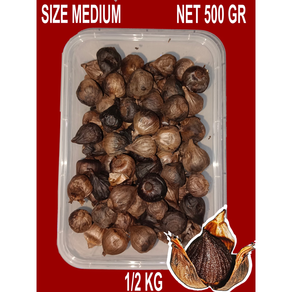 

Black GARLIC BAWANG Lanang Tunggal Ukuran Medium/Sedang/Tanggung 500GR (SETENGAH KILO) - STS