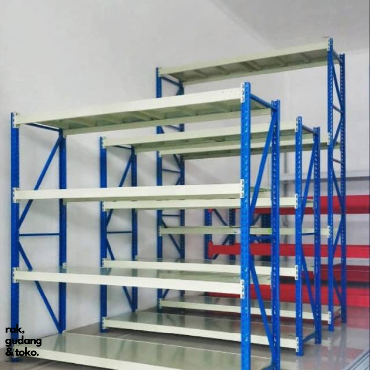 Rak Gudang Panjang 2 Meter, Tinggi 2 meter Kapasitas 500kg/Level