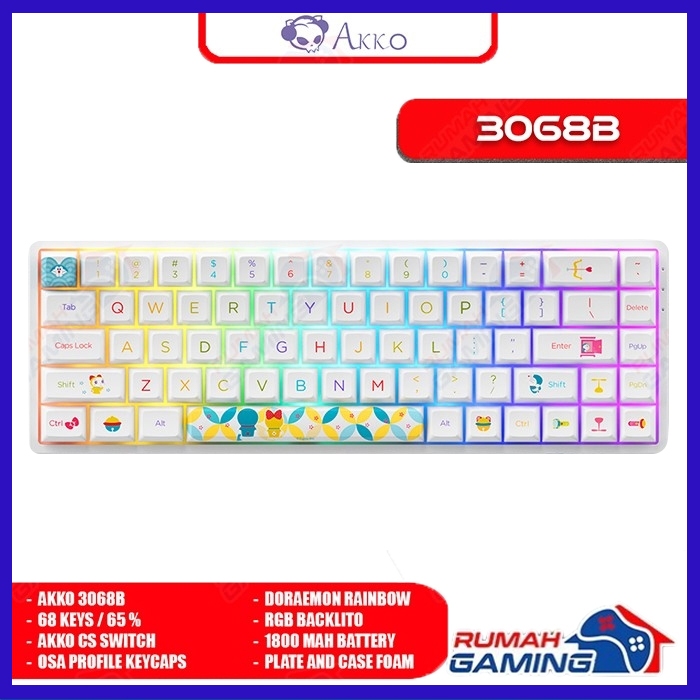 AKKO 3068B -  V2 - 65% - 3 Modes - Doraemon - Mechanical Keyboard
