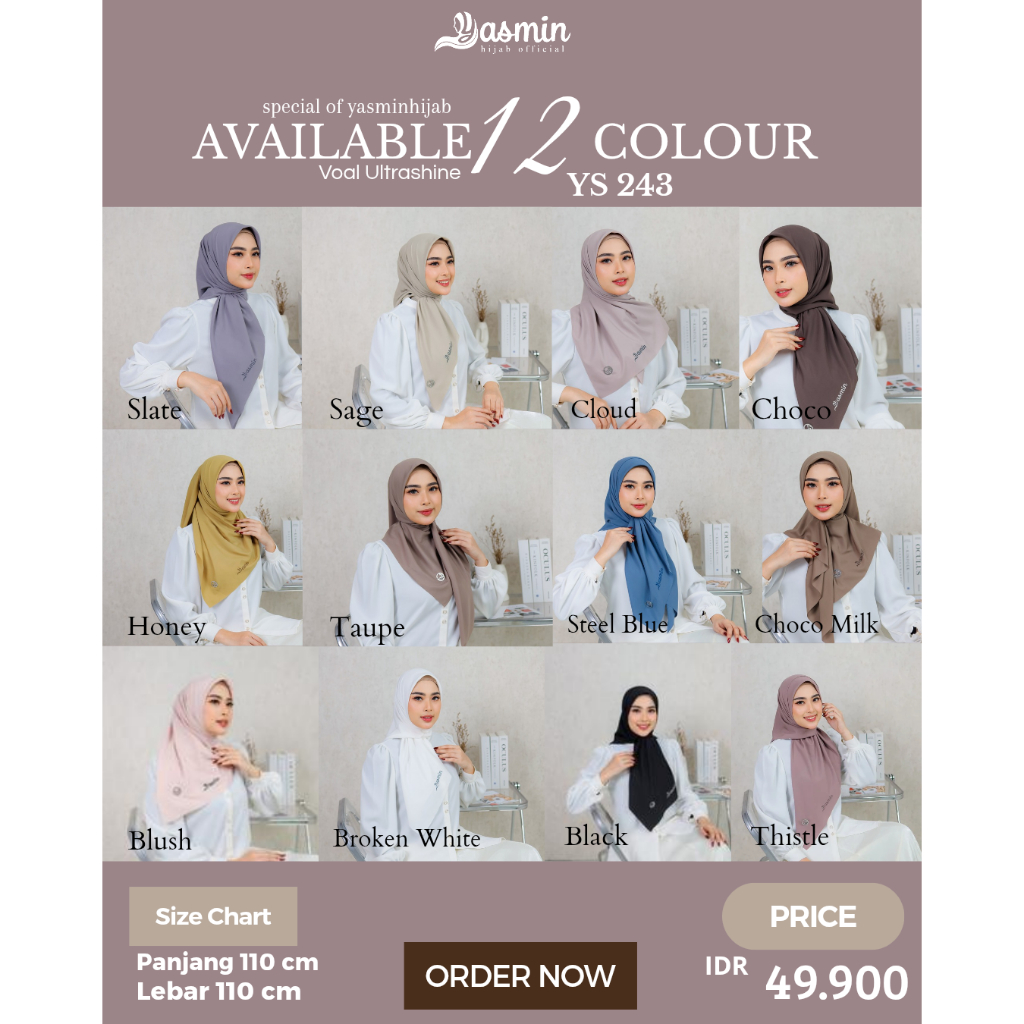 Scarf Plain Series Yasmin Hijab Ys 243 Segi Empat Polos Yasmin Hijab Segi Empat New Matterial Exclus