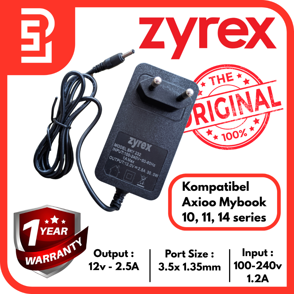 Adaptor charger zyrex 232, 232s, 232 mini, 232 extreme, Axioo mybook 10, 11, 14 series Original