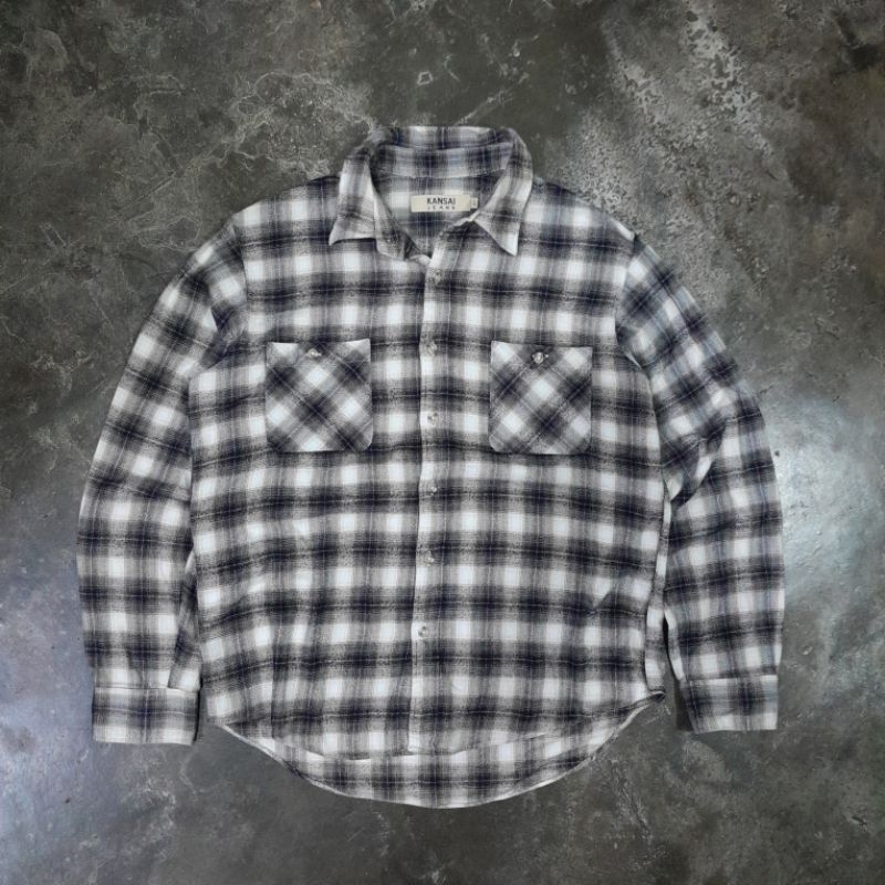 KANSAI JEANS FLANNEL SHIRT BLACK-WHITE