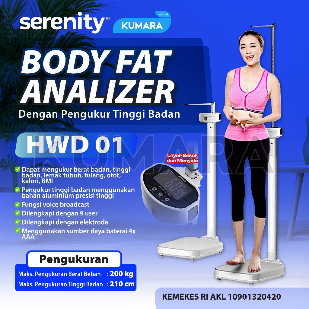 SERENITY - Timbangan Badan Digital BMI + Tinggi Badan HWD 01 / Timbangan Digital Body Fat