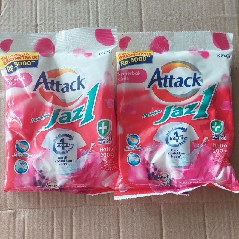 Sabun Bubuk Cuci Baju Merk Attack Jazz 1 Isi 200 Gr