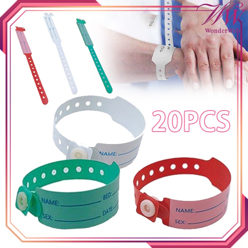 20pcs/Set Gelang Identitas Pasien Dewasa Gelang Pasien Rumah Sakit Tahan Air Gelang Rumah Sakit