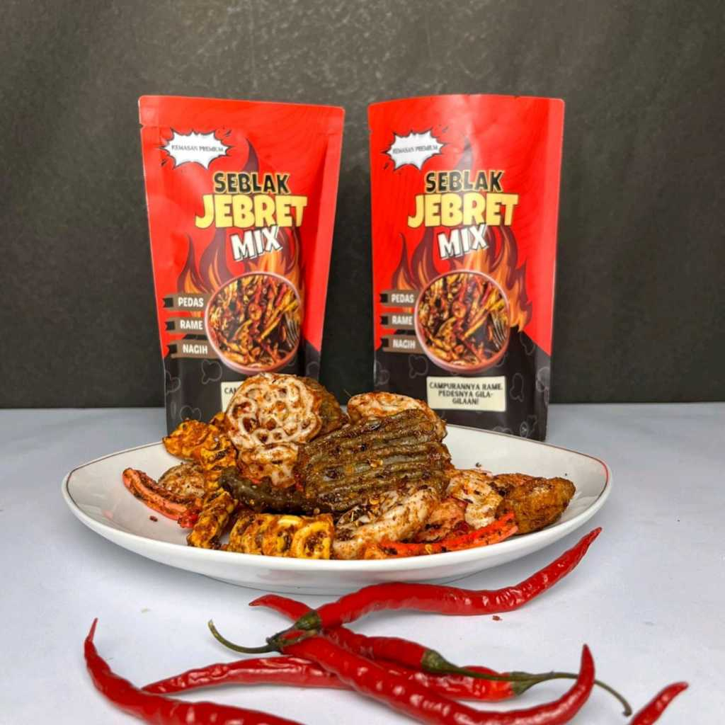 

KERUPUK SEBLAK MIX ATAU KERUPUK SEBLAK CAMPUR KEMASAN POUCH PEDAS CEMILAN KERIPIK KERING