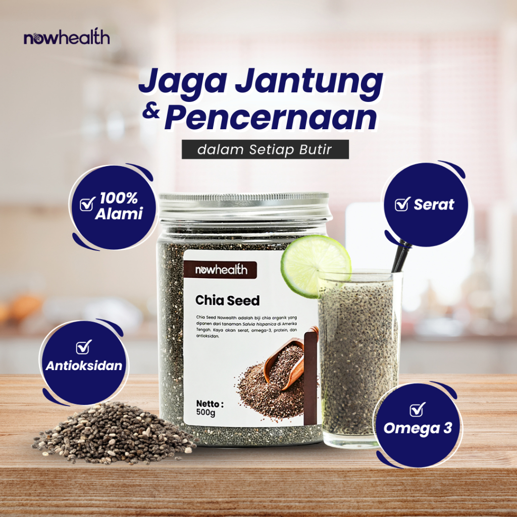 

Biji Chia Seed Organik 500 gr Nowhealth Biji Cia ChiaSeed Hitam Mexico Premium