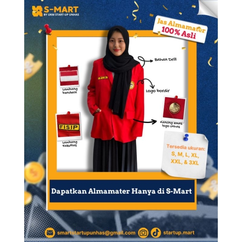 Jas Almamater Unhas Premium 100% American Drill Gratis Bendera