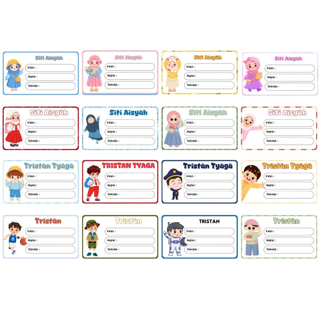 

Label Sticker Sticker label nama Anak Buku Sekolah Stiker nama buku tempelan