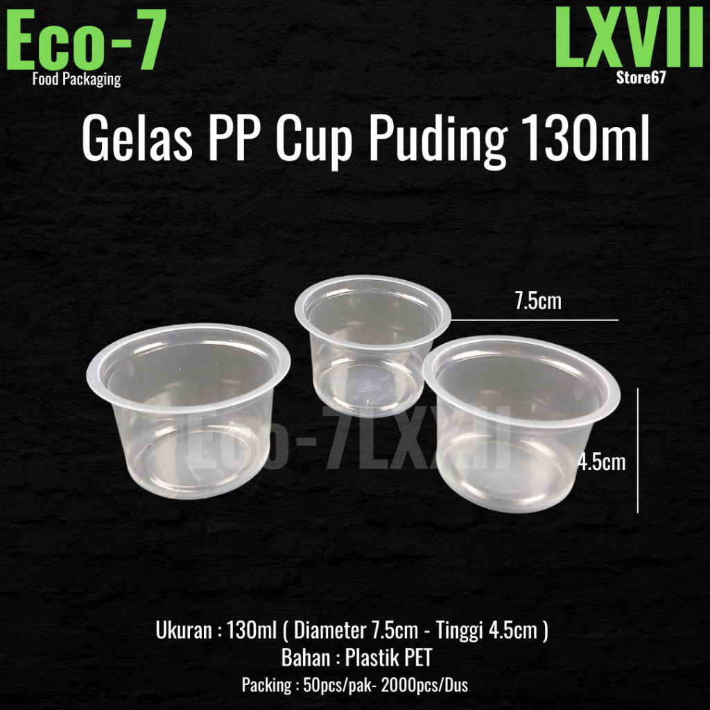 Gelas PP Cup Puding 130ml - Cetakan Puding Plastik & Tutup (2000pcs)