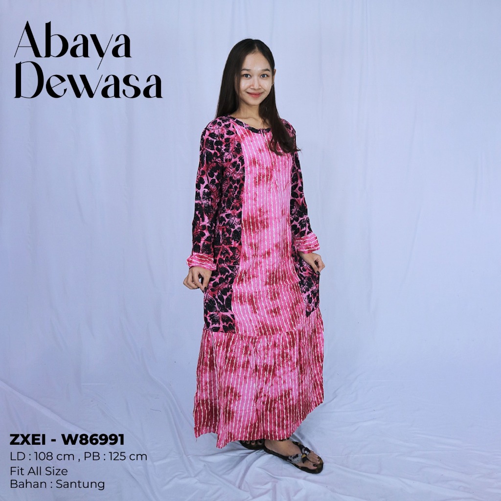 ABAYA BATIK WANITA ABAYA BAHAN SANTUNG HALUS ABAYA KANCING ABAYA RIA BATIK