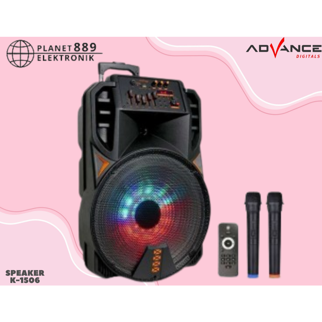 Speaker Bluetooth Advance K1506 Salon Aktif 15 Inch Free 2 Mic