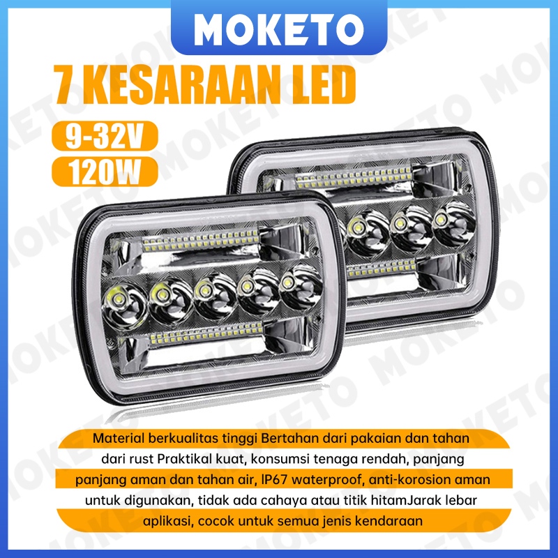 Headlamp LED Kotak 7 Inch Jeep Katana Feroza L300 - Lampu Depan Universal untuk Mobil dan Truk