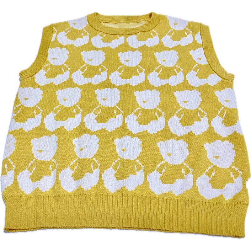 Preloved Jennie bear vest yellow rompi beruang kuning korean style