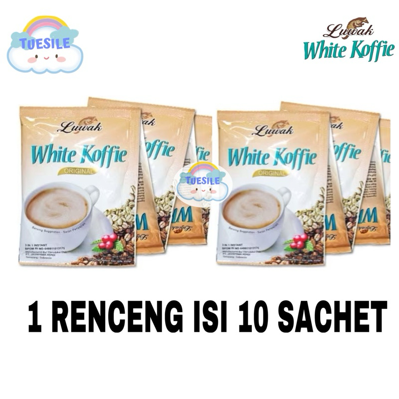 

LUWAK WHITE COFFE 10x20gr 3 in 1 Kopi Instan 1 RENCENG ISI 10 SACHET / Luwak White Coffe 3 in 1