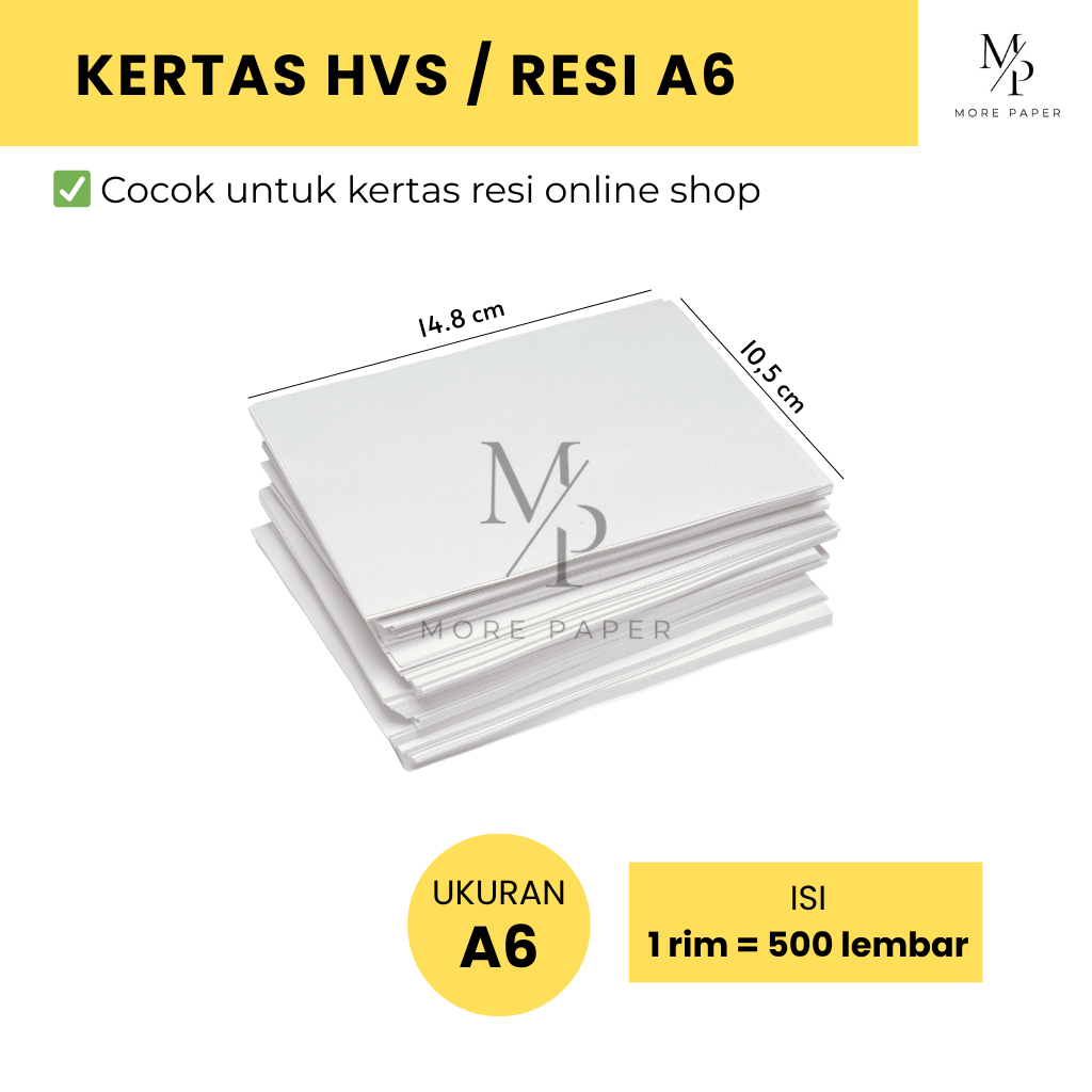 

Kertas HVS A6 60gsm - 1 Rim (500 Lembar) | Kertas Resi Online Shop Murah | Print Inkjet