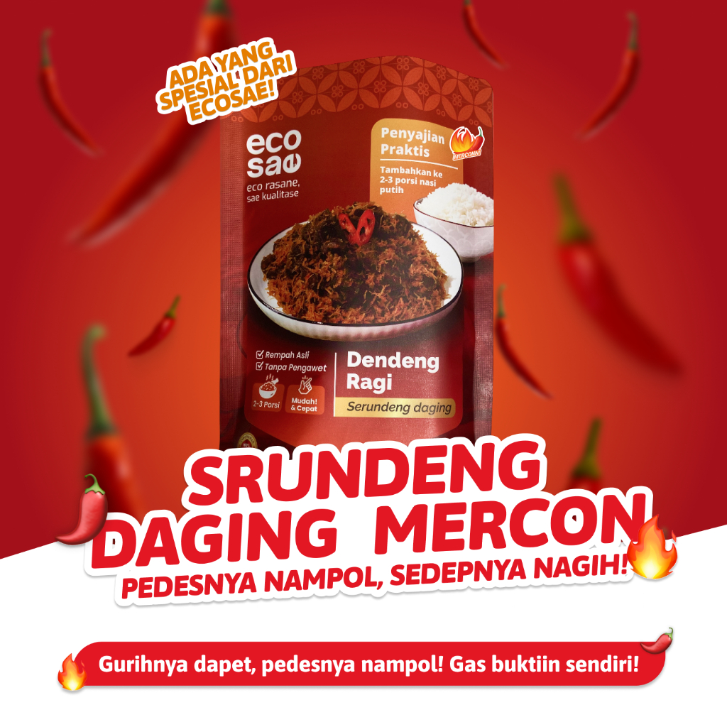 

DENDENG RAGI MERCON ECOSAE 100% CABE ASLI REALFOOD DAGING SAPI SEGAR