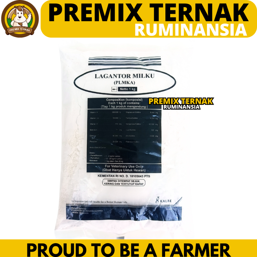 LAGANTOR MILKU 1 KG - Premix Sapi Peningkat Produksi Susu & Pertumbuhan Sapi Kambing Perah