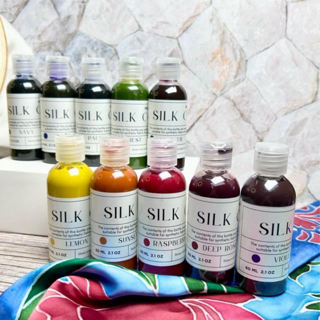 

Silk Dyes 60ml by Saturnus Reeks | Pewarna Kain Sutra | Pewarna Kain Polyester