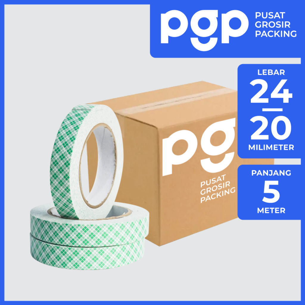 

EVA Double Foam Tape Putih Batik 20-24mm x 5 Meter | 1 Dus Isi 120 Pcs/Roll | Lakban Murah Berkualitas