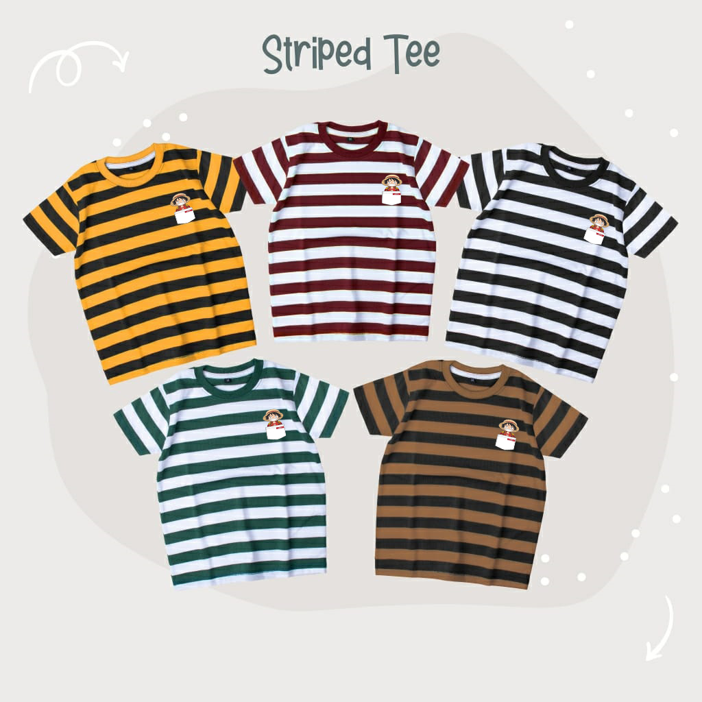 Kaos Salur Anak Laki Laki Perempuan Umur 1-12 Tahun Stripe Kaos Garis-Garis Anak Lengan Pendek
