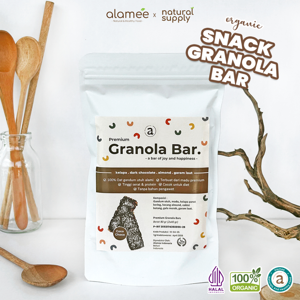 

ALAMEE Granola Bar Snackbar Coconut Choco Cemilan Diet Healthy Snack Sehat Rendah Kalori 80gr
