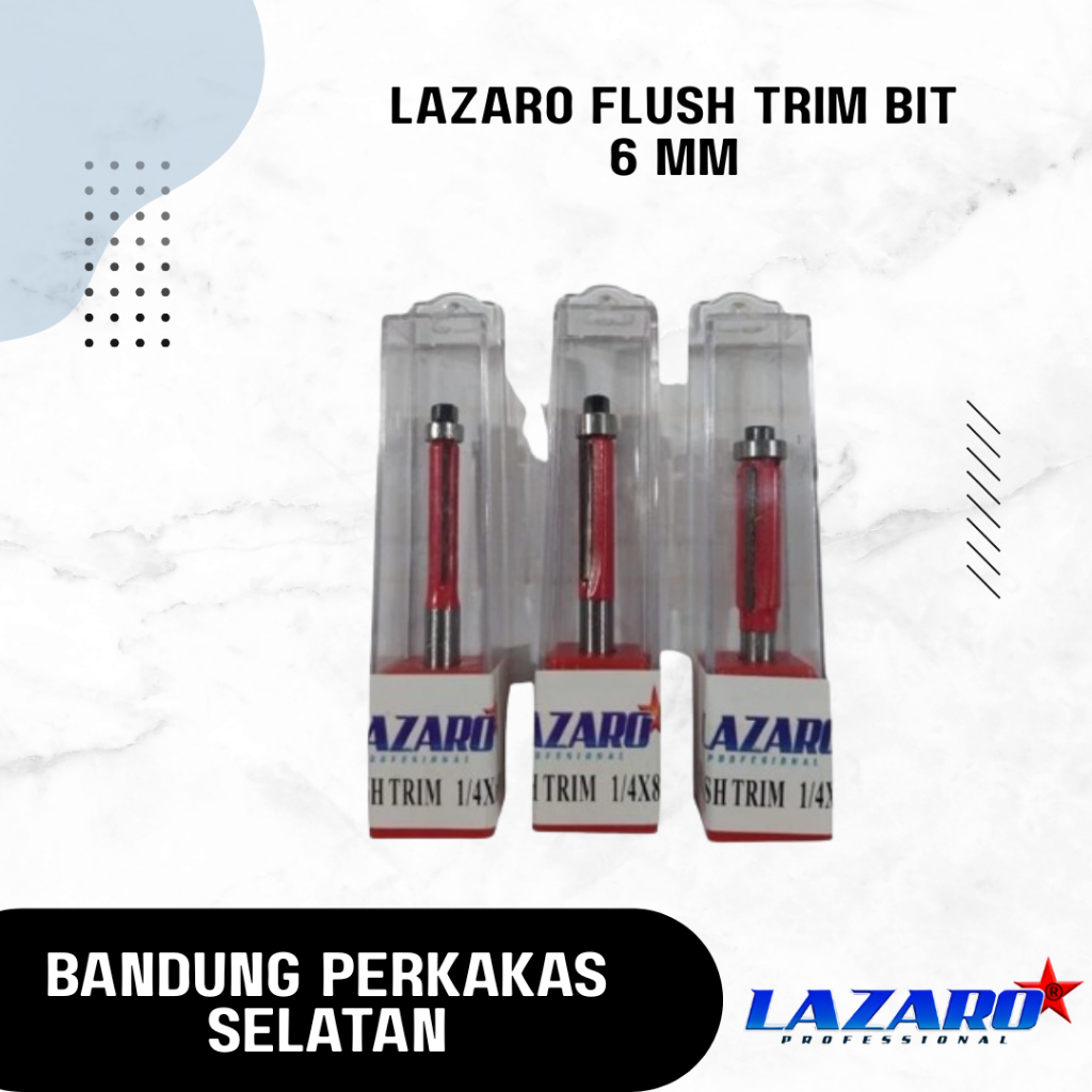 LAZARO Flush Trim Bit - Mata Router Profil Straight Bit Bearing - 6 MM