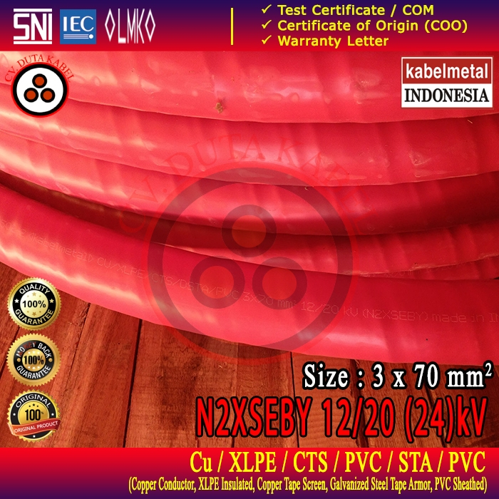 Kabel N2XSEBY 3x70 mm2 20kV METAL /3x70 mm/3 x 70 mm2/3 x 70 mm/3x70/3 x 70
