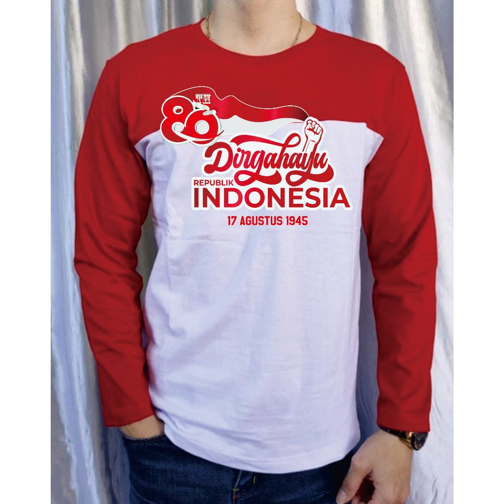 kaos tangan pjng /kaos 17 agustus / kaos kombinasi merah putih