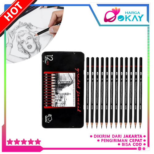 

HO 12 pcs Pensil Gambar Sketsa Set Lengkap 2H H F B HB 2B 3B 4B 5B 6B 7B 8B Charcoal Pencils Set Perlengkapan Lukis