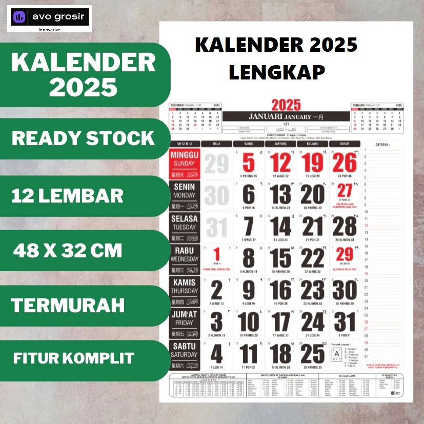 

Kalender Dinding Angka Besar Wall Calendar