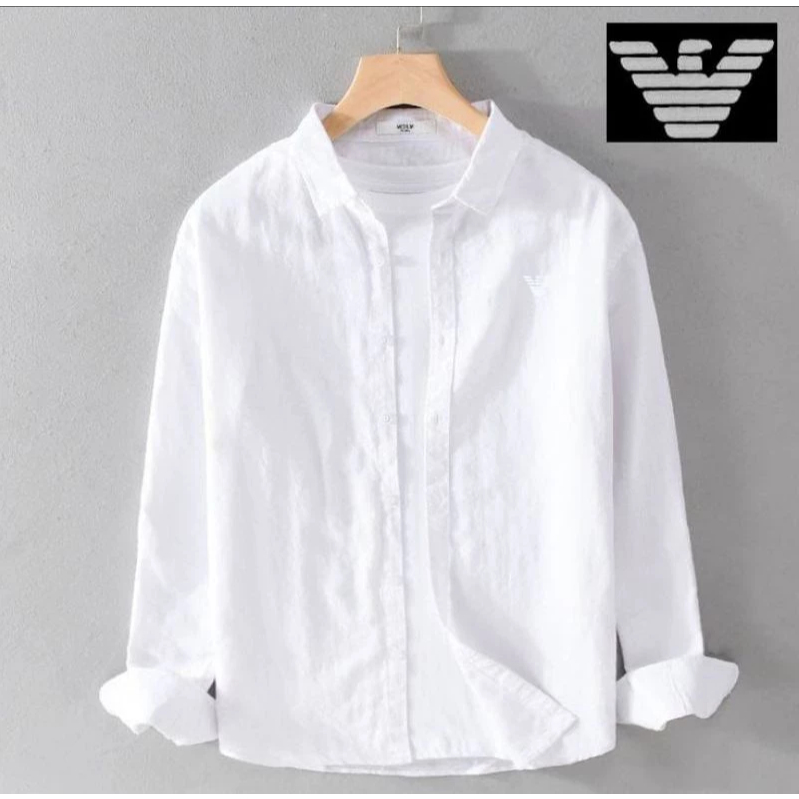 Giorgio Armani - Promo Kemeja Polos Pria Lengan Panjang Premium - Kemeja Formal Pria