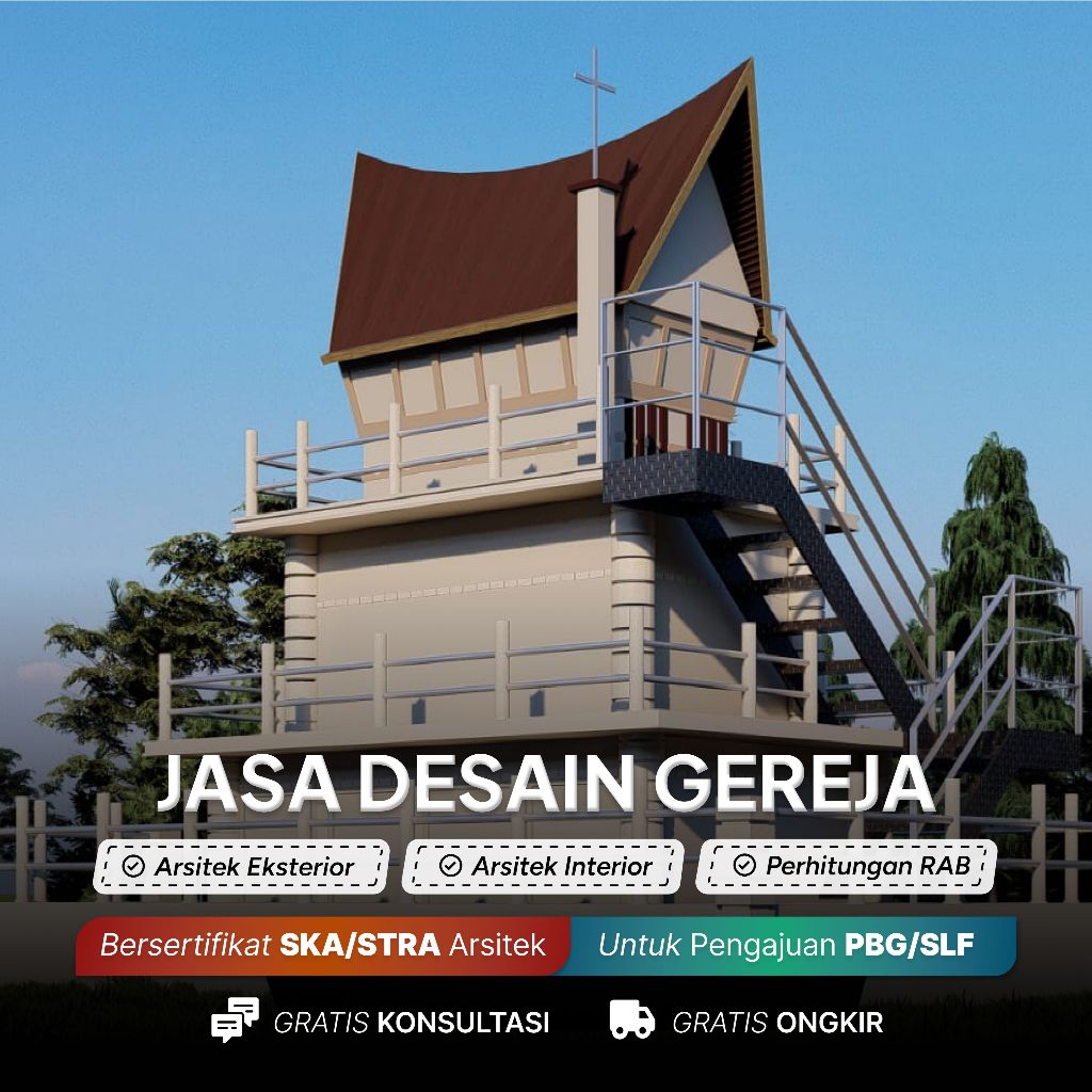 Jasa Desain Tempat Ibadah – Masjid, Mushola, Gereja | Arsitek SKA, Gambar Lengkap, 3D, RAB
