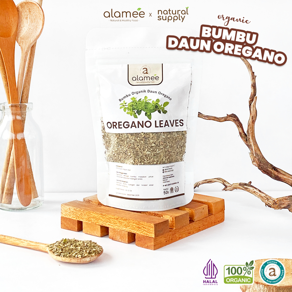 

ALAMEE Oregano Kering Dried Leaves Flakes Garnish Murni Asli Tanpa Campuran Bumbu Dapur Organik 50g
