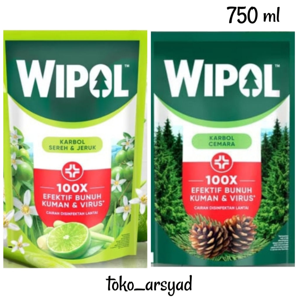 Wipol Pembersih Lantai Sereh, Cemara, Lemon, Lavender 750 ML