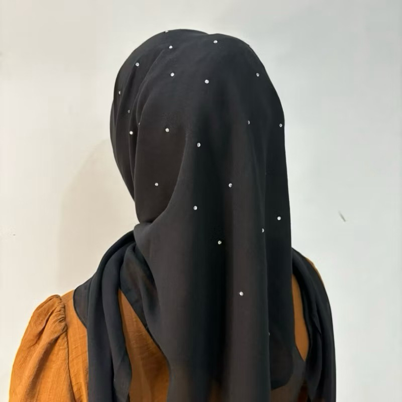 Hijab Segi Empat Paris Swarovski Rose Gold || Paris Payet Tabur Swarovski || Jilbab Paris Swarovski