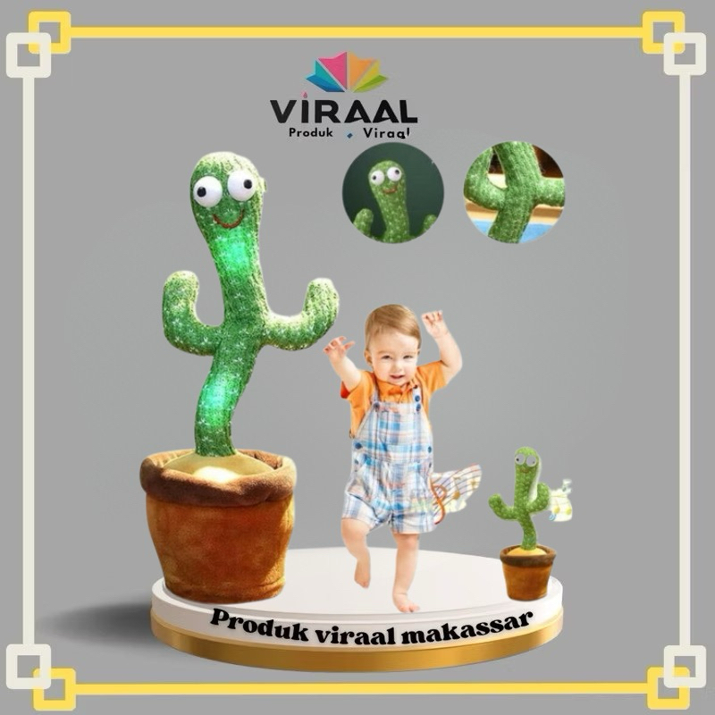 Makassar produk viral boneka kaktus bicara mainan kaktus goyang joget menari toys peniru suara