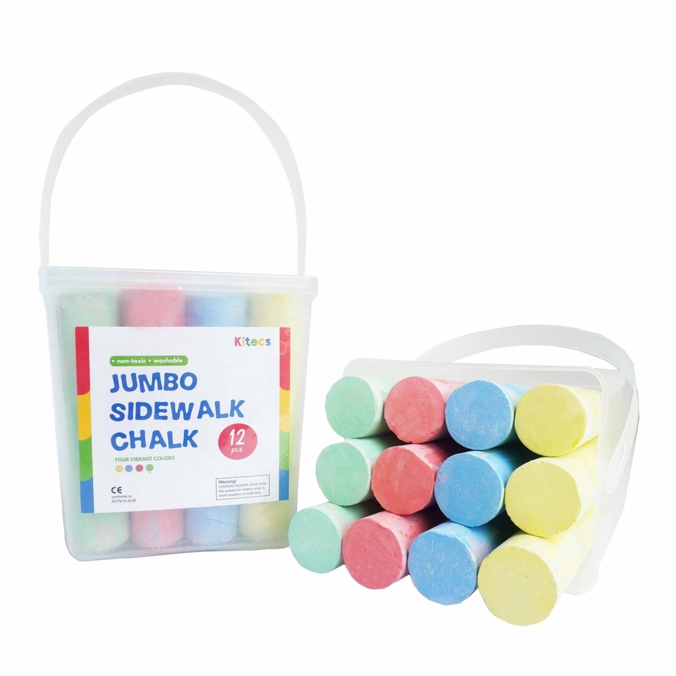 

KODE P83Q Kitecs Kapur Tulis Warna Warni Jumbo Sidewalk Washable Chalk isi 12