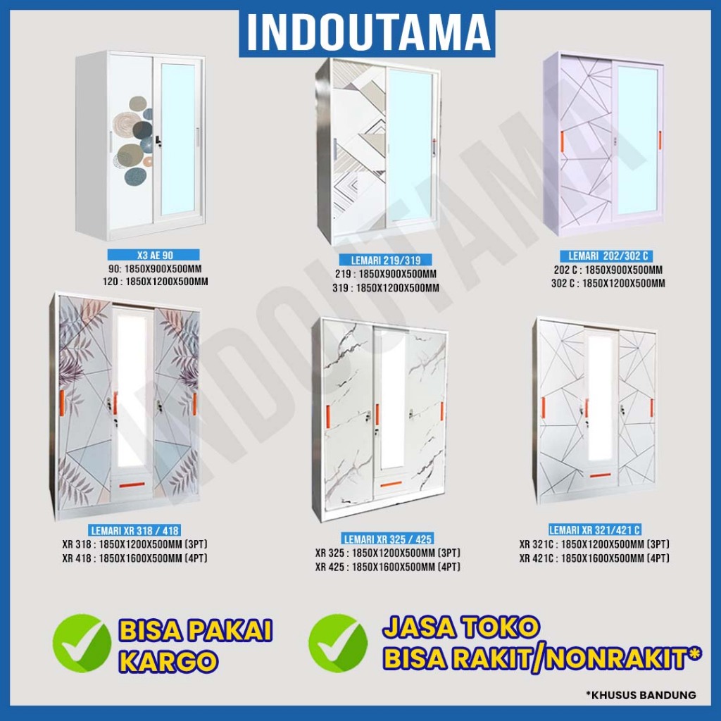 Lemari Pakaian Besi Minimalis Modern - Lemari Baju Besi