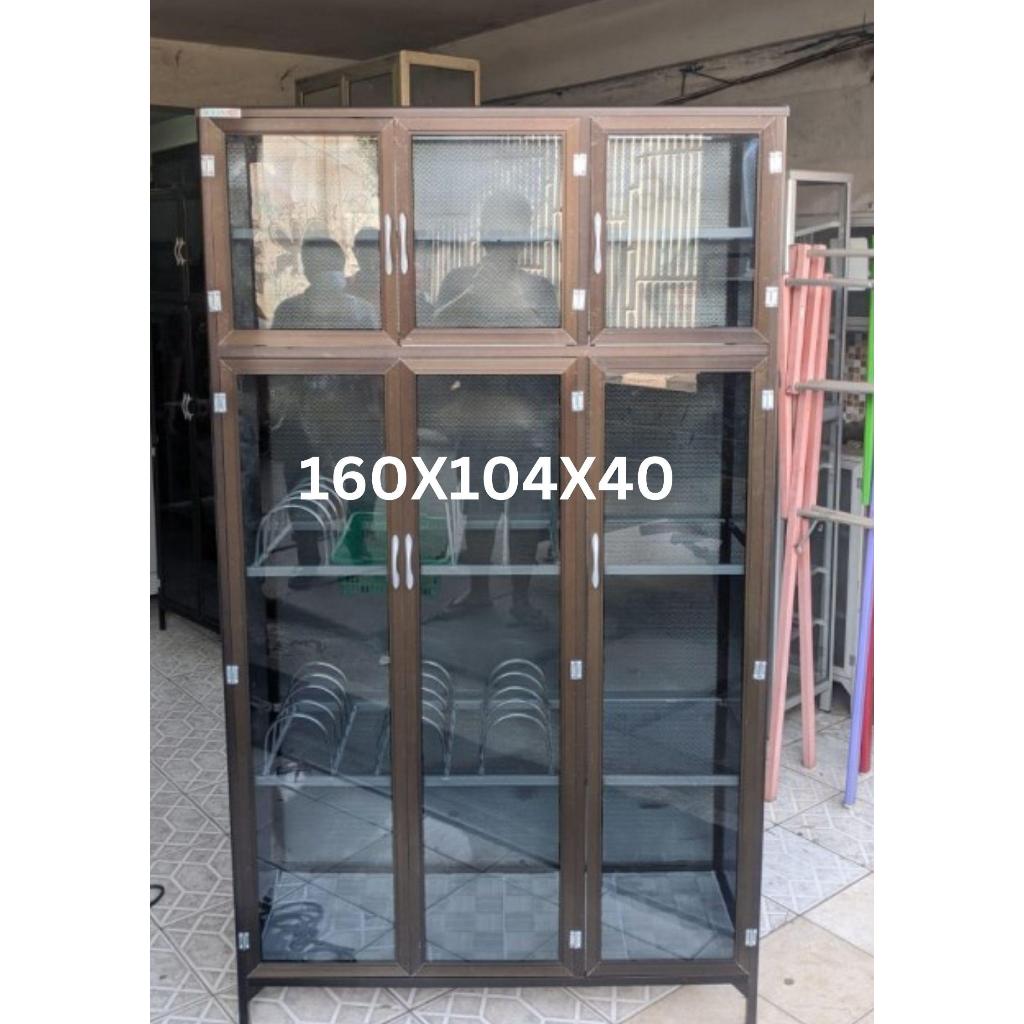 RAK PIRING/LEMARI PIRING 3 PINTU ALUMUNIUM TEBAL COKLAT