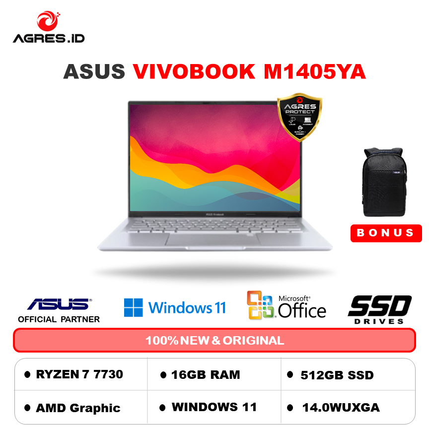 ASUS VIVOBOOK 14 M1405YA RYZEN 7 7730 16GB 512GB W11+OHS 14.0WUXGA IPS FP SLV -VIPS752