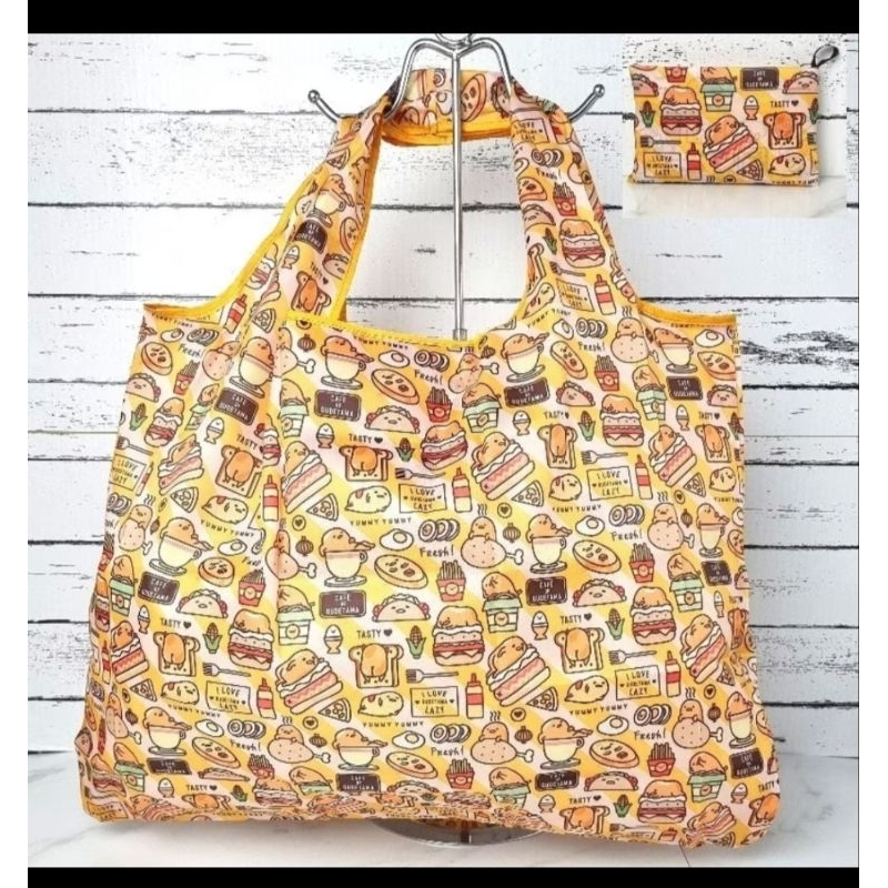 Tote bag gudetama tas gudetama lipat shopping bag gudetama tas wanita lipat karakter gudetama lucu