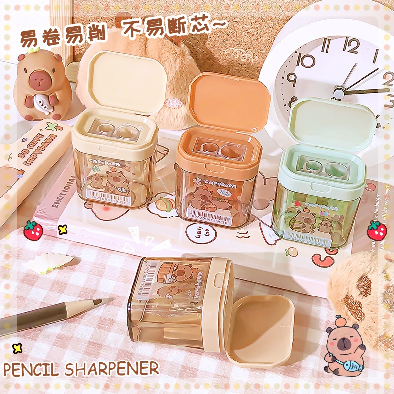 

RAUTAN PERSEGI PENSIL PERAUT PENCIL SQUARE SHARPENER CAPYBARA KAPYBARA DOUBLE HOLE
