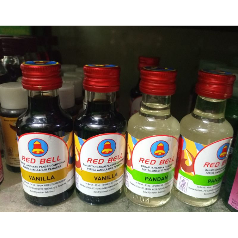 

RED BELL BAHAN TAMBAHAN PANGAN PERISA SINTETIK PANDAN/VANILLA ESSENCE