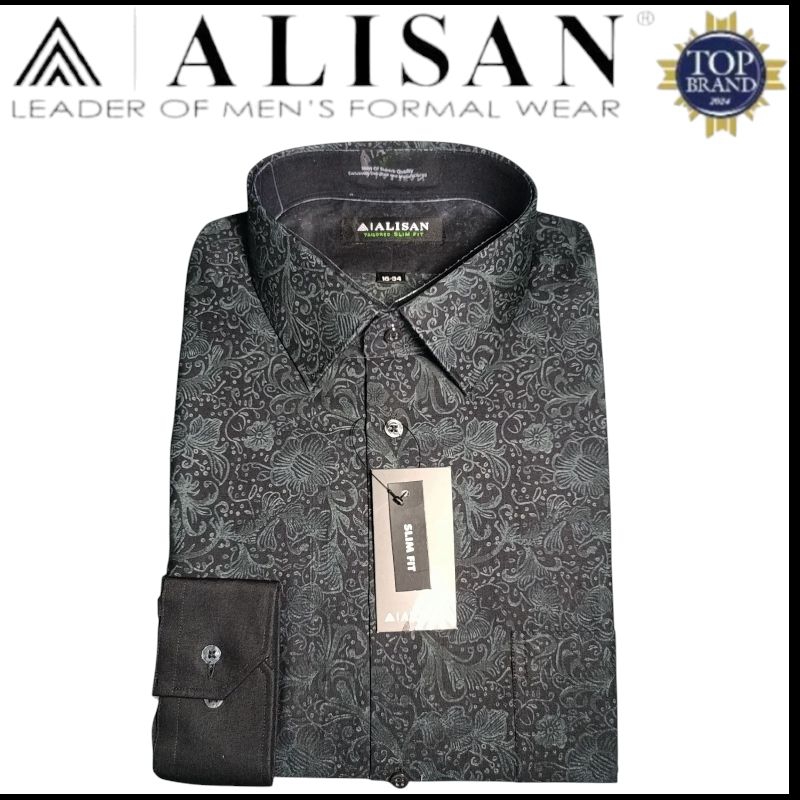 Alisan Kemeja Pria Semi Batik Fashion Motif Sembur Lengan Panjang Slimfit