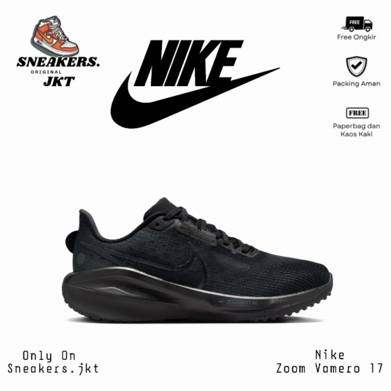 Sepatu Running Nike Zoom x Vamero 17 Black Off Noir Original