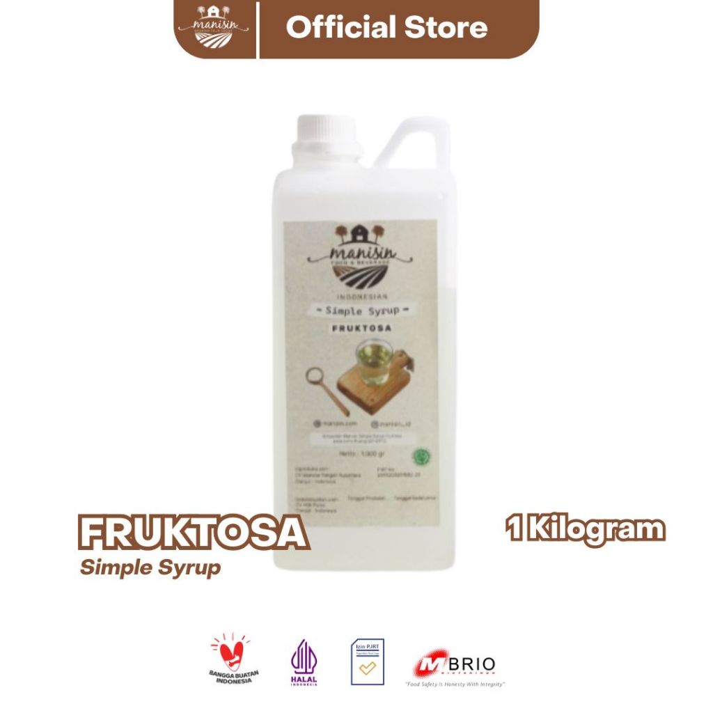 

Manisin Gula Putih Cair / Fruktosa Simple Syrup 1 Kg (1.000 Gram) Premium